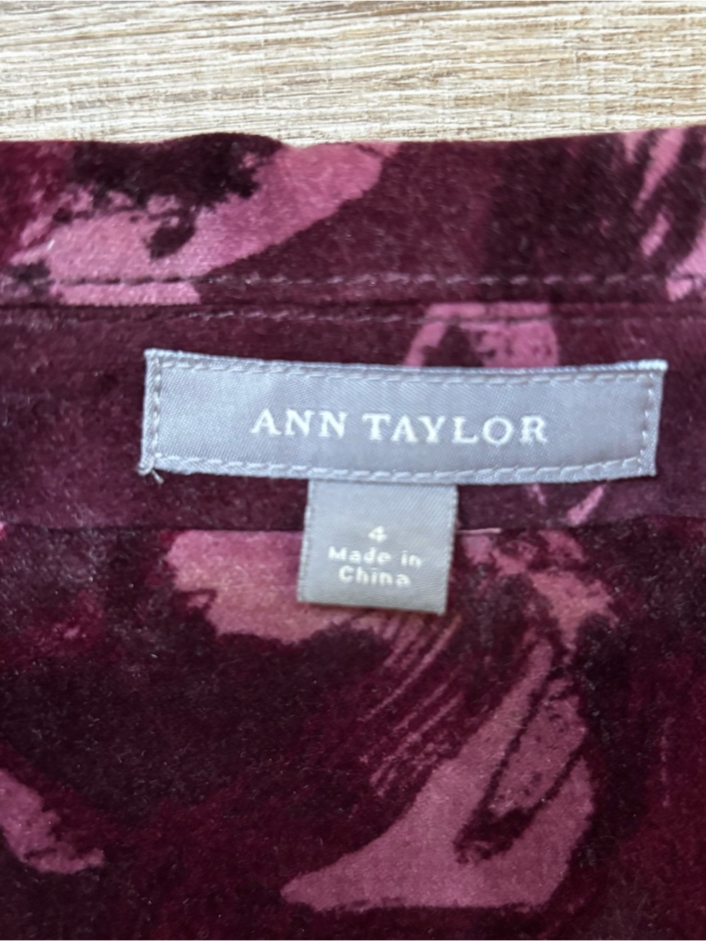Ann Taylor Deep Burgundy Floral Velvet Blazer - Picture 2 of 5